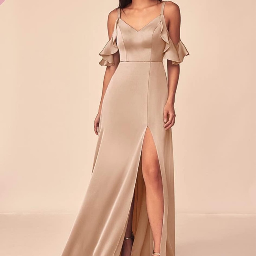 Azazie A12 ANDIE STRETCH SATIN DRESS English Rose